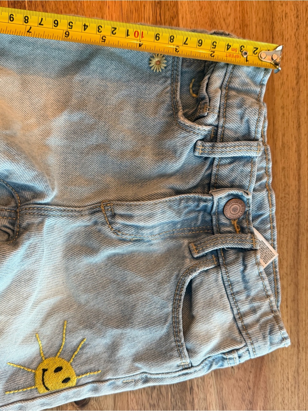Old Navy Light Blue Denim Shorts with Sun Embroidery